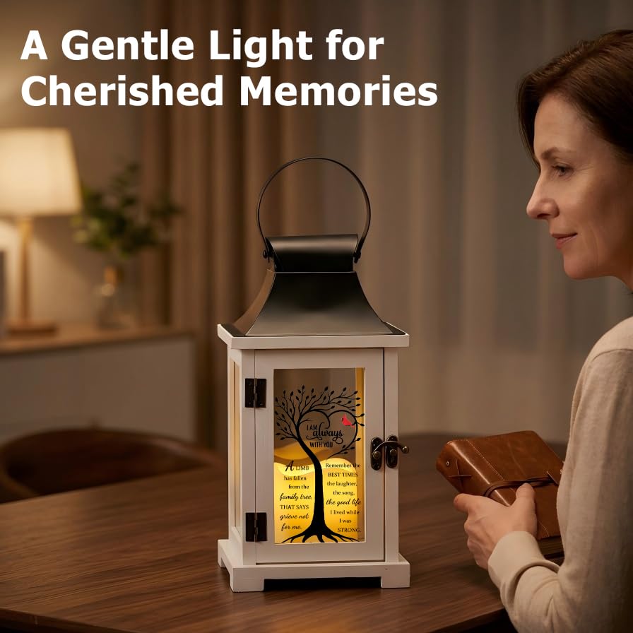 Memorial Lantern Sympathy Gift for Loss of Loved One Grief Gift - color: Family Tree Cardinal