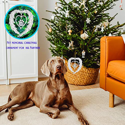 Pet Memorial Christmas Ornaments, Angel Wings Dog Remembrance Gift, Pet Memorial Gifts for Loss of Dog,Pet Bereavement Sympathy Gift, Xmas Tree Hanging Decorative Keepsake Frame Decor Pendant