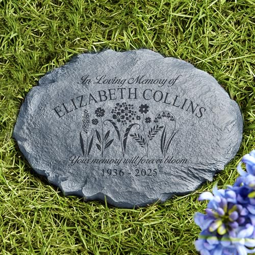 Let's Make Memories Personalized in Memory Sympathy Garden Stone - Memorial Marker – Condolences - style: In Loving Memory