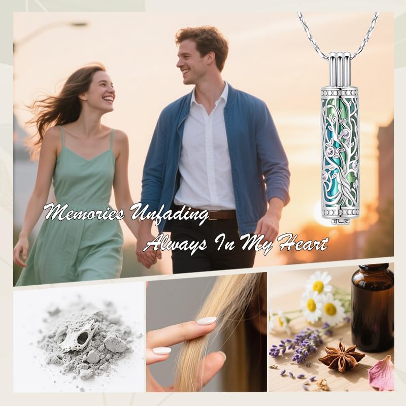 Cylinder Urn Necklace Crystal Tree of Life Cremation Jewelry Pendant for Women Men Vial Cremation Ash Pendant Loved One Memorial Jewelry with Mini Keepsake Urn Ash - Always In My Heart - color: Silver-Colorful-Purple-Always In My Heart