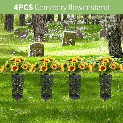 2Pcs Grave Cemetery Vases with Spikes 12 Inch, Graveside Flower Holder, Graveyard Headstone Flower Marker, Memorial Day Grave Decorations Plastic Floral Holders