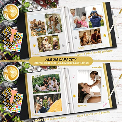 Lanpn Self Adhesive Photo Album Scrapbook 40 Pages, Linen Photos Albums DIY Sticky Magnetic Pages holds 4X6 7x5 A5 Picture for Family Wedding Birthday (Small-20 Sheets/40 Pages, Black) - color: Black, size: Sticky Page (Small,40 Pages)