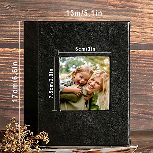Ywlake Photo Album 4x6 50 Pockets 2 Packs, Small Mini Capacity Leather Photo Albums, Each Pack Holds 50 Top Loader Vertical Only Pictures Black - color: Black, size: 50 Photos/2PK