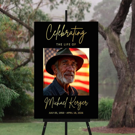Personalized Funeral Welcome Sign, Custom Memorial Yard Sign, Celebration of Life Decoration, Tribute Poster with Multiple Photos, In Loving Memory Sign for Funeral Service #8 - color: Version #8