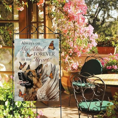 German Shepherd Memorial Garden Flag 28x40in Always on My Mind - color: German Shepherd, size: 28" x 40"