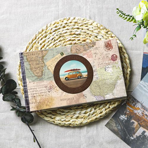 Holoary Photo Album 4x6, Picture Album Holds 50 Horizontal Photos, Memo Writing Area for Each Pocket, Printing Cover Small Photo Book with Front Window, Small Photo Album for Travel Vacation Adventure - size: 50 Pockets