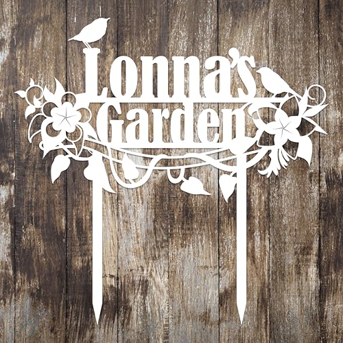 Personalized Flower and Bird Metal Garden Stake, Bird Garden Sign, Custom Flower Yard Decor, Mom's Garden Gift, Gardener Family Name Sign, Patio Home Gift, Yard Art, Housewarming Gift - color: Cstmdesign15
