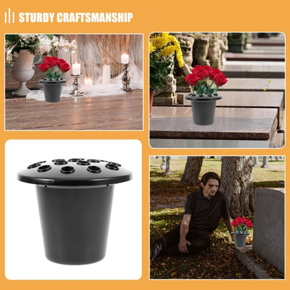 2pcs Plastic Grave Flower Holder Inserts Base for Memorials Cemetery Vase Liners Versatile Design for Fresh Flowers Elegant Floral Arrangement for Gravesite Decoration