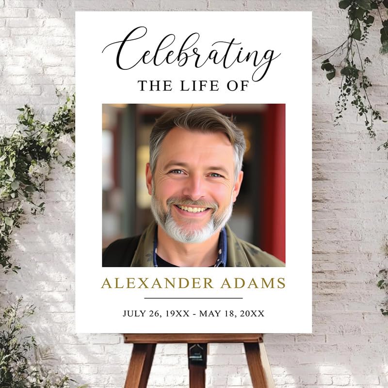 Celebrating the Life Memorial Sign Personalized - Funeral Welcome Sign, Celebration of Life Poster with Picture, Funeral Photo Display Board, In Loving Memory, Forever In Our Hearts Canvas #18 - color: Version #18