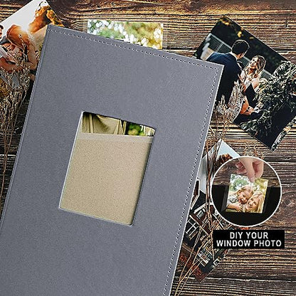 Ywlake Photo Album 4x6 300 Pockets, Leather Photo Albums Holds 300 Horizontal Only Pictures Grey - color: Grey, size: 300 Pockets