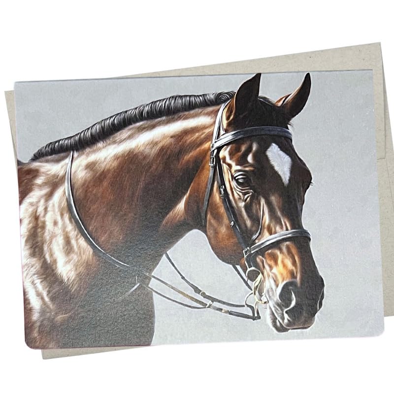 Beautiful Thoroughbred Card (7X5 Inch and Blank Inside for All Occasions) for Birthday, Horse Sympathy, Horse Thank You Cards or as a Horse Wedding Card - 725