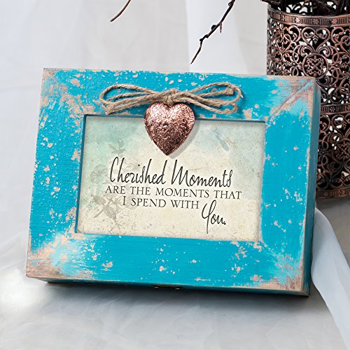 Cottage Garden Cherished Moments Teal Distressed Jewelry Music Box Plays Wind Beneath My Wings