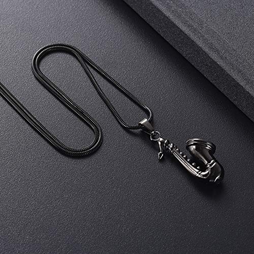 memorial jewelry Music Urn Saxophone Horn Chain Necklace Cremation Ash Keepsake Pendant - color: Gun
