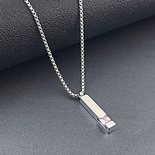 YOUFENG Urn Necklaces for Ashes Birthstone Cube Urns for Human Ashes Memorial Cremation Urn Locket Keepsake Ashes Jewelry - style: Silver - October