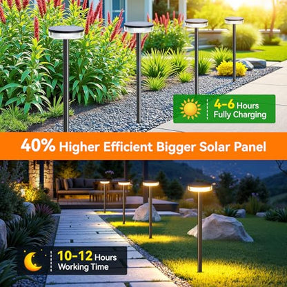 LETMY Solar Pathway Lights Outdoor, 2 Pack 2X Brighter Solar Lights Outdoor Waterproof, Taller Pathway Light with Larger Panel, Auto On/Off Up to 12Hrs Driveway Light for Yard Outside Patio Path Lawn - size: 2 Pack