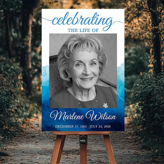 Celebrating the Life Memorial Sign Personalized - Funeral Welcome Sign, Celebration of Life Poster with Picture, Funeral Photo Display Board, In Loving Memory, Forever In Our Hearts Canvas #1 - color: Version #1