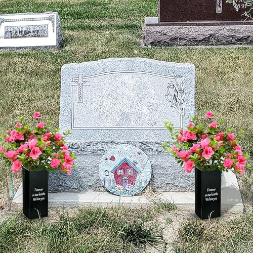 Cemetery Vases for Grave, Metal Vase Grave Decorations, Memorial Flower Holder with Spikes for Cemetery Graveside Headstone Decor, 1pc