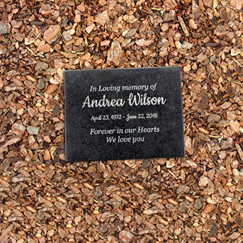 Customizable In Loving Memory Granite Garden Stone (8 x 6 x .4") | Laser Engraved, Indoor & Outdoor Use, Personalized Text, Black Granite, Memorial Plaque - size: 8 x 6 x 0.4"