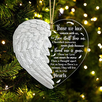 Memorial Angel Ornaments - Acrylic Angel Wings for Christmas Tree, Condolences & Bereavement Gift