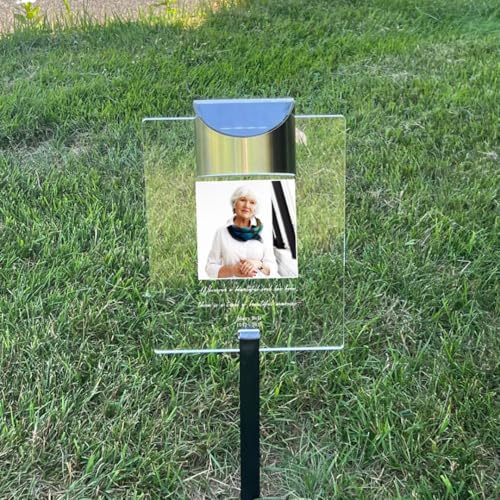 Beautiful Life Loved One In Our Heart Personalized Memorial Garden Stake Marker Photo LED Sympathy Gift In Loving Memory Remembrance Condolence Picture Light Up Plaque Sign Tombstone Grave Cemetery