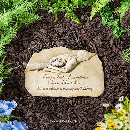 Evergreen Garden Dog Paw in Hand Devotion Painted Polystone Stepping Stone - 12”W x 0.5”D x 7.5”H…