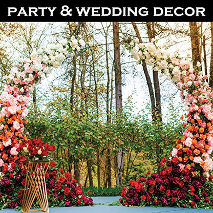 Artificial Roses, 42cm Fake Flowers for Decoration, Grass Bush with Gyp & Foliage 24 Red Roses Heads, Red Artificial Flowers for Outdoor & Indoor Events Wedding Party Home Decor (1, Red With Gyp)
