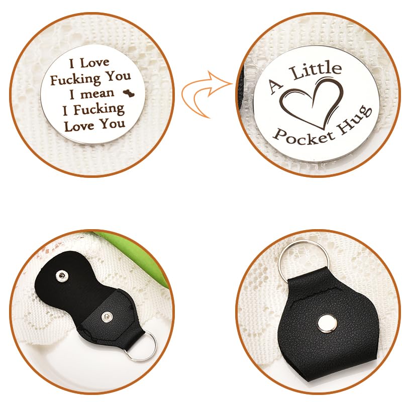 Sisadodo Pocket Hug Token Long Distance Relationship Keepsake Gifts for Son Daughter Birthday Christmas Gifts for Women Men - color: I Love Fucking You