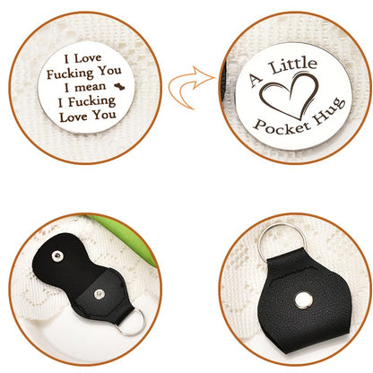Sisadodo Pocket Hug Token Long Distance Relationship Keepsake Gifts for Son Daughter Birthday Christmas Gifts for Women Men - color: I Love Fucking You