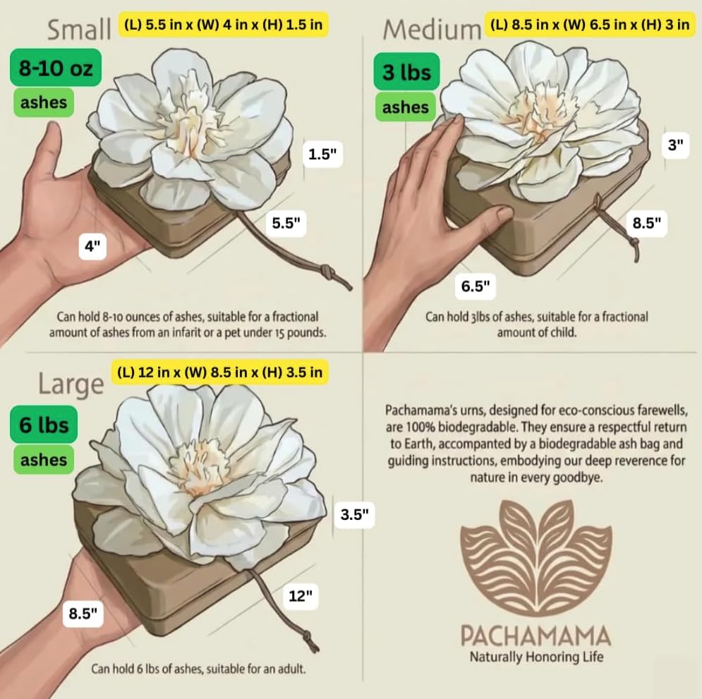 Biodegradable Urn for Water and Ground Burial – Small (Infant) | Eco-Casting Material | Includes Ashes Bag, Dried Flower Confetti & QR Certificate – Beige - size: Small - Infant
