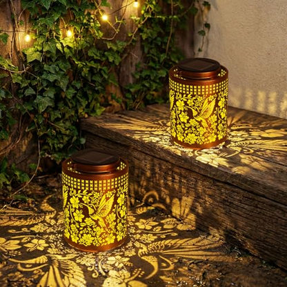 ZKLiLi Solar Lanterns Outdoor Waterproof Hummingbird Garden Decor Gifts for Women Mom Grandma Hanging Solar Lights Metal Solar Decoration Outside for Yard, Patio, Backyard, Porch - style: Hummingbird