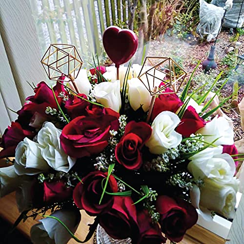 Artificial Roses, 42cm Fake Flowers for Decoration, Grass Bush with Gyp & Foliage 24 Red Roses Heads, Red Artificial Flowers for Outdoor & Indoor Events Wedding Party Home Decor (1, Red With Gyp)