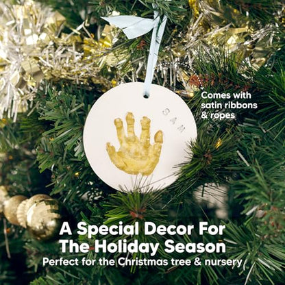 Baby Handprint Footprint Ornament Keepsake Kit, Newborn Imprint(Gold Paint) - color: Cherish, Gold Paint