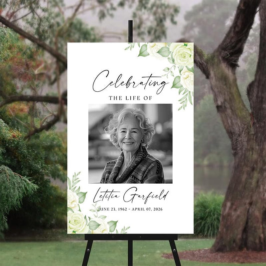 Personalized Funeral Welcome Sign, Custom Memorial Yard Sign, Celebration of Life Decoration, Tribute Poster with Multiple Photos, In Loving Memory Sign for Funeral Service #15 - color: Version #15