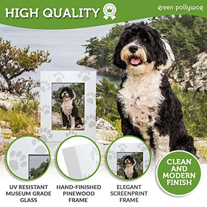 Green Pollywog Screenprinted Paw Print Picture Frame, Fits 5x7 - size: Screenprinted Paw Print Frame