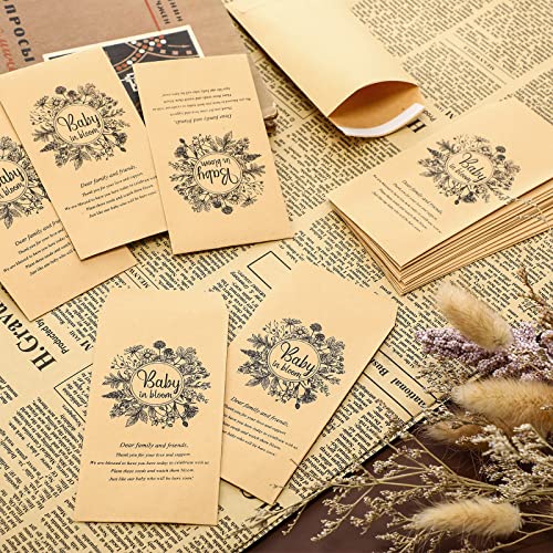 Fumete 50 Pcs Baby Shower Seed Packets Self Adhesive, Black Flower - style: Black Flower