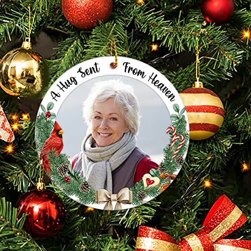 JUESMOS Picture Frame Red Cardinal Christmas Ornaments 2025 Christmas in Heaven Ornaments, in Memory of Loved One Memorial Photo Frame Ornament for Xmas Tree Ornament Memorial Gifts