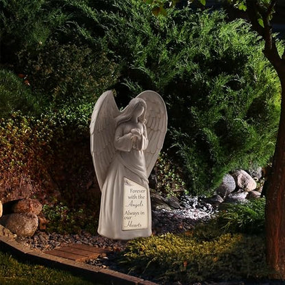 Muldale Solar Angel Statue for Cemetery - in Loving Memory Ornament - Outdoor Indoor Praying Angel Figurines Loss of Loved Ones - Gifts for Passed Loved Ones - style: Classic Tribute