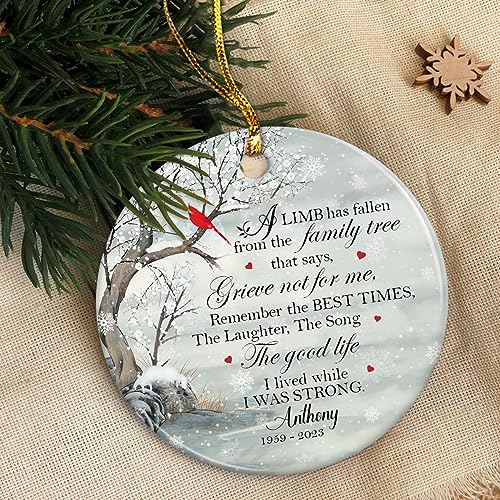 Personalized Memorial Ornaments Sympathy Ornament Ceramic Christmas Remembrance Keepsake Xmas Tree Decorations Gifts for Loss of Loved One