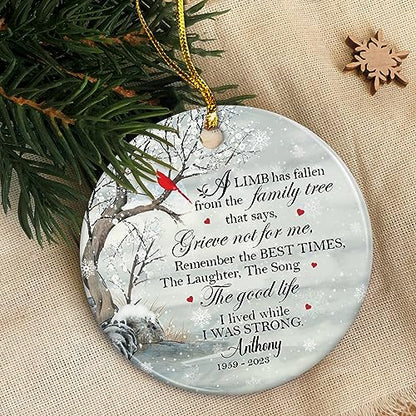 Personalized Memorial Ornaments Sympathy Ornament Ceramic Christmas Remembrance Keepsake Xmas Tree Decorations Gifts for Loss of Loved One