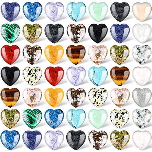 Nuenen 72 Pcs Heart Healing Stone 0.8 Inch Polished Crystal Chakra Gems | Heart Shaped Gemstones Bulk for Women Chakra Reiki Meditation, Love Worry Stones Palm Pocket, Valentines Gifts - size: 0.8 Inch