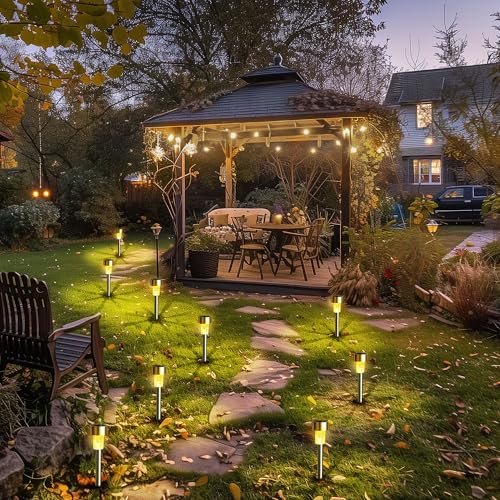 GIGALUMI Outdoor Waterproof Solar Pathway Lights, 12 Pack Warm White - color: Warm White, size: 12 PACK