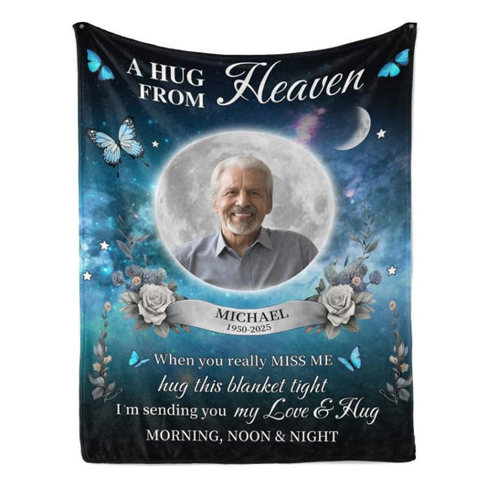 Personalized Memorial Photo Blanket for Loss of Loved one：Made in USA, in Loving Memory Photo Blanket Custom Sympathy Throw Blankets Gift for Loss of Dad Mom Husband Wife - color: Memorial Blanket 05-02