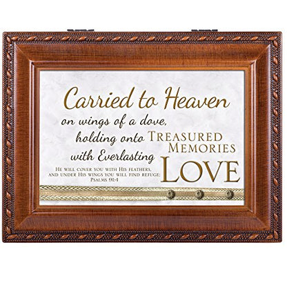 Cottage Garden Treasured Memories Love Feather Wood Finish Jewelry Music Box Plays On Eagle's Wings