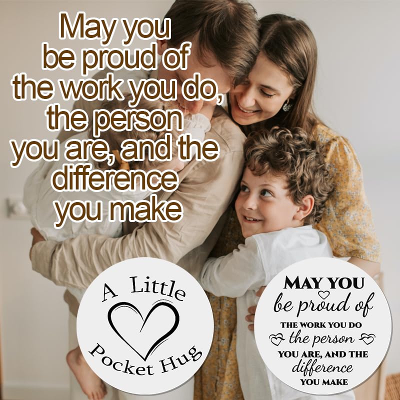Sisadodo Pocket Hug Token Long Distance Relationship Keepsake Gifts for Women Birthday Christmas Gifts With Leather Keychain - color: May You Be Proud of the Work You Do