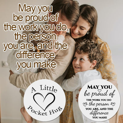 Sisadodo Pocket Hug Token Long Distance Relationship Keepsake Gifts for Women Birthday Christmas Gifts With Leather Keychain - color: May You Be Proud of the Work You Do