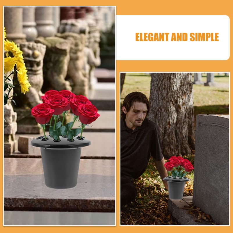 2pcs Plastic Grave Flower Holder Inserts Base for Memorials Cemetery Vase Liners Versatile Design for Fresh Flowers Elegant Floral Arrangement for Gravesite Decoration