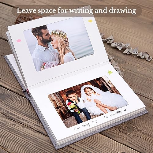 Pssoss 4x6 Photo Album with Writing Space, Linen Cover, 30 Photos, Gray - color: Gray, size: 30 Photos