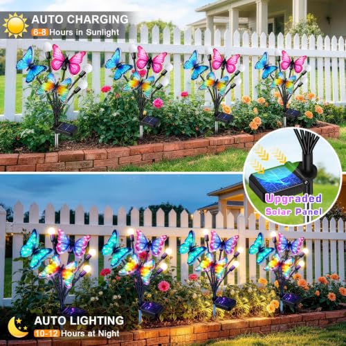 TEDOF 2 Pack Solar Butterfly Outdoor Lights Waterproof for Garden - color: 2 Pack Butterfly Firefly Lights