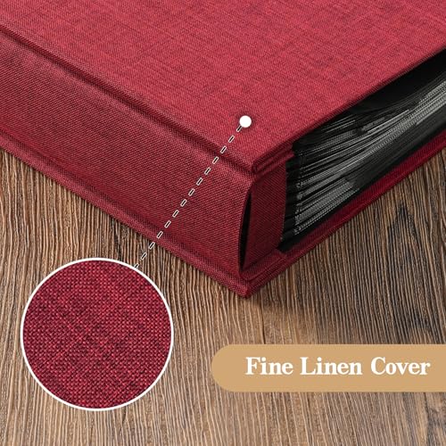potricher Small 8x10 Photo Album, 160 Pockets, Linen Cover, Red - color: Red