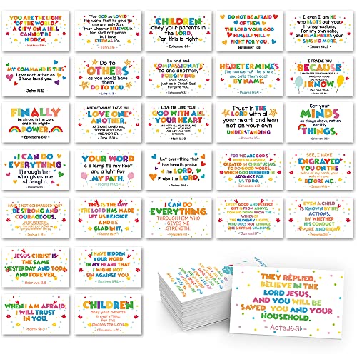 Scripture Prayer Cards for Kids, Positive Bible Verse Affirmation Cards | 60 Mini Prayer Cards, Inspirational Christian Gift for Bible Study Sunday School, 2"x3.5" - color: Style 03